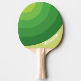 Raquete De Ping Pong Lily Pad Green Circle Stripe with Name
