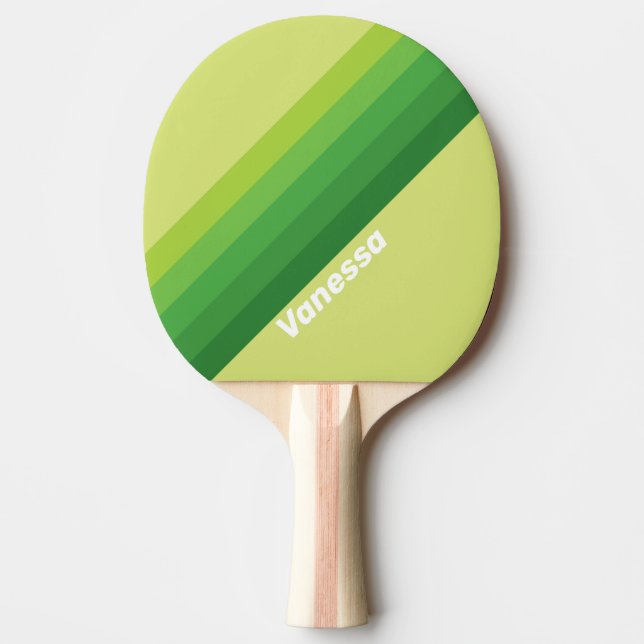 Raquete De Ping Pong Lily Pad Green Stripes with Name (Frente)