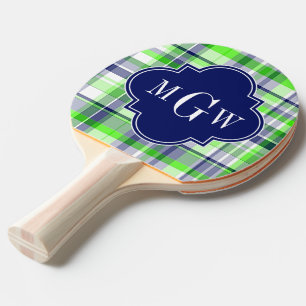 Raquete De Ping Pong Limão, Marinho, Que Preppy Madras Quatrefoil Monog