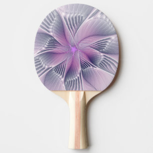 Raquete De Ping Pong Linda Flor Rosa Arte Fractal Abstrato Moderno