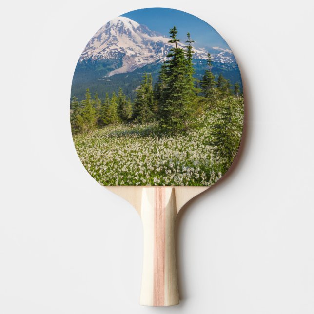 Raquete De Ping Pong Lírios avalanche e Monte Rainier (Frente)