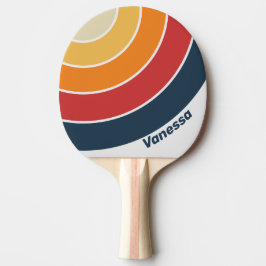Raquete De Ping Pong Listra de Círculo de Arco-Íris Desbotado Vintage c