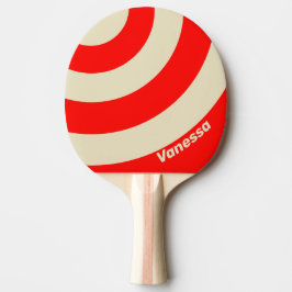 Raquete De Ping Pong Listra de Três Círculos Cereja Retro com Nome