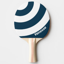 Raquete De Ping Pong Listra de Três Círculos da Marinha Retro com Nome