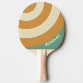 Raquete De Ping Pong Listra do Círculo do Musgo Retro com Nome