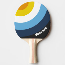 Raquete De Ping Pong Listra em Círculo do Crepúsculo de Carvão com Nome
