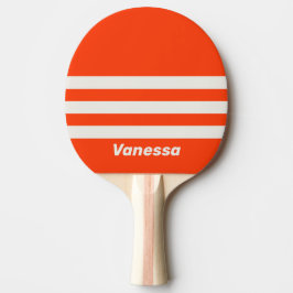 Raquete De Ping Pong Listra Retro Pôr do Sol Laranja Três Traços com No