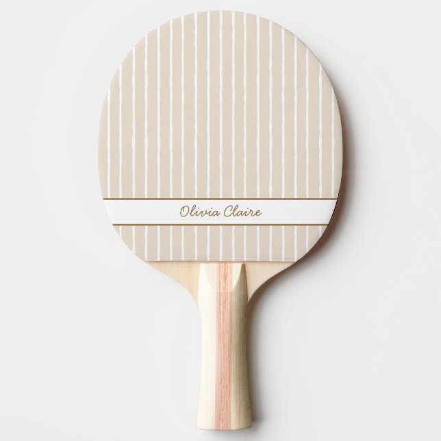 Raquete de Ping Pong Listrada e Sólida Bege Claro (Frente)