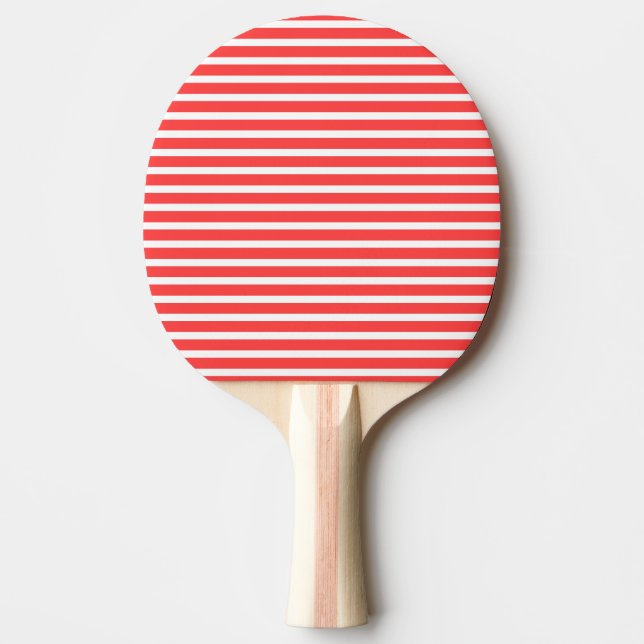 Raquete De Ping Pong Listrado Horizontal Simples Rosa e Branco (Frente)