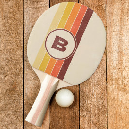 Raquete De Ping Pong Listrado Retrô Angustiado Escuro com Inicial