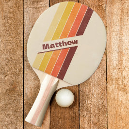 Raquete De Ping Pong Listrado Retrô Angustiado Escuro com Nome