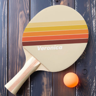 Raquete De Ping Pong Listrado Retrô com Nome