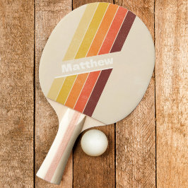 Raquete De Ping Pong Listrado Retrô Distorcido com Nome