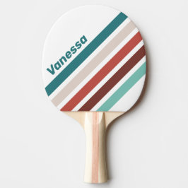 Raquete De Ping Pong Listras Anguladas Arco-Íris em Verde-Menta Antigo 