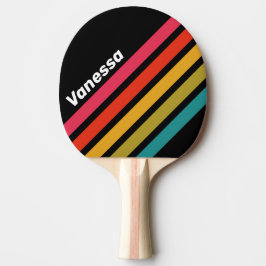 Raquete De Ping Pong Listras Anguladas Arco-íris Meia-noite Retrô com N