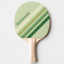 Raquete De Ping Pong Listras Anguladas Arco-íris Musgo Retrô com Nome