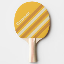 Raquete De Ping Pong Listras Anguladas com Mostarda Sol Retro e Nome