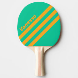Raquete De Ping Pong Listras Anguladas do Punch Tropical Retro com Nome