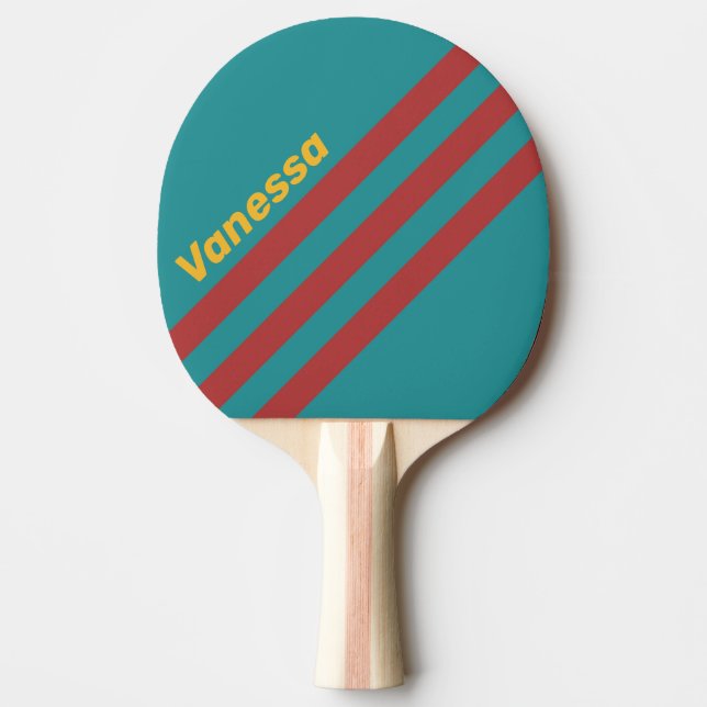 Raquete De Ping Pong Listras Anguladas do Recife de Rubi com Nome (Frente)