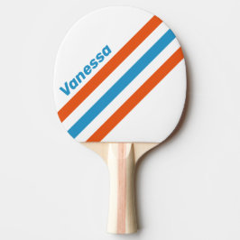 Raquete De Ping Pong Listras Anguladas Nostálgicas de Verão com Nome