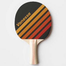 Raquete De Ping Pong Listras Anguladas Vintage Midnight Sunset com Nome