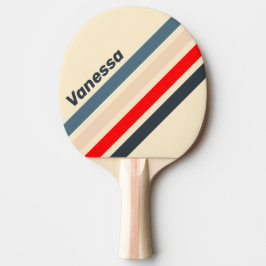 Raquete De Ping Pong Listras Angulares Arco-Íris Náutico Retro com Nome