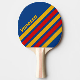 Raquete De Ping Pong Listras Angulares Quentes e Nostálgicas com Nome
