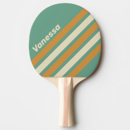 Raquete De Ping Pong Listras Angulares Retro Moss com Nome