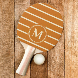 Raquete De Ping Pong Listras com Monograma Cor de Mel Queimado