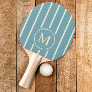 Raquete De Ping Pong Listras com Monograma em Aqua Morno Cor de Tarde