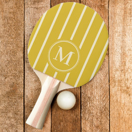 Raquete De Ping Pong Listras com Monograma na cor Limão Queimado