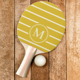 Raquete De Ping Pong Listras com Monograma na cor Limão Queimado