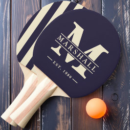Raquete De Ping Pong Listras com Sobreposição de Monograma e Nome Midni