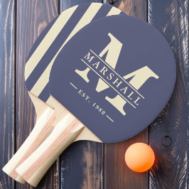 Raquete De Ping Pong Listras com Sobreposição de Nome e Monograma Lavan
