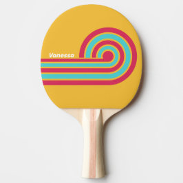 Raquete De Ping Pong Listras da Brisa Tropical Retro com Nome