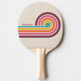 Raquete De Ping Pong Listras de Arco-Íris de Doces Antigos com Nome