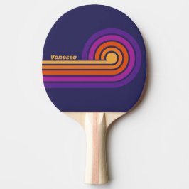 Raquete De Ping Pong Listras de Arco-Íris de Uva Vintage com Nome