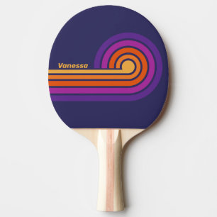 Raquete De Ping Pong Listras de Arco-Íris de Uva Vintage com Nome