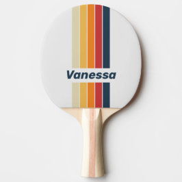Raquete De Ping Pong Listras de Arco-Íris Desbotadas Vintage com Nome
