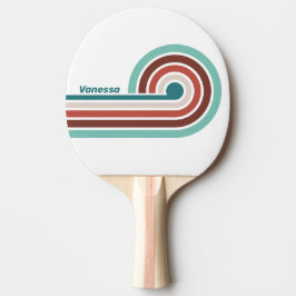 Raquete De Ping Pong Listras de Arco-Íris em Verde-Menta Vintage com No