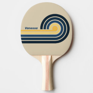 Raquete De Ping Pong Listras de Areia de Praia Vintage com Nome