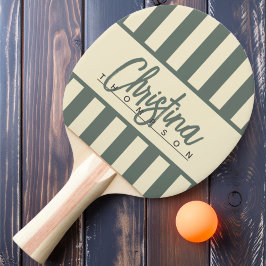 Raquete De Ping Pong Listras de Bala de Meados do Século em Cinza Quent