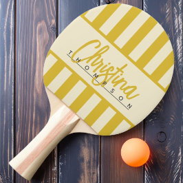 Raquete De Ping Pong Listras de Bala Polo de Meados do Século Laranja Q