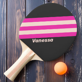 Raquete De Ping Pong Listras de Bubblegum Retrô com Nome