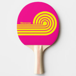 Raquete De Ping Pong Listras de Cabelo Ondulado ao Sol Retro com Nome