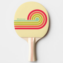 Raquete De Ping Pong Listras de Cabelo Ondulado em Creme com Nome