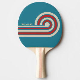 Raquete De Ping Pong Listras de Cabelo Ondulado Retro Aqua Surf com Nom