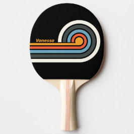 Raquete De Ping Pong Listras de Cabelo Retro Arco-íris Escuro com Nome