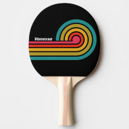 Raquete De Ping Pong Listras de Cabelo Retro Meia-Noite Arco-Íris com N