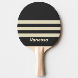 Raquete De Ping Pong Listras de Carvão Retrô Três ao Longo com Nome